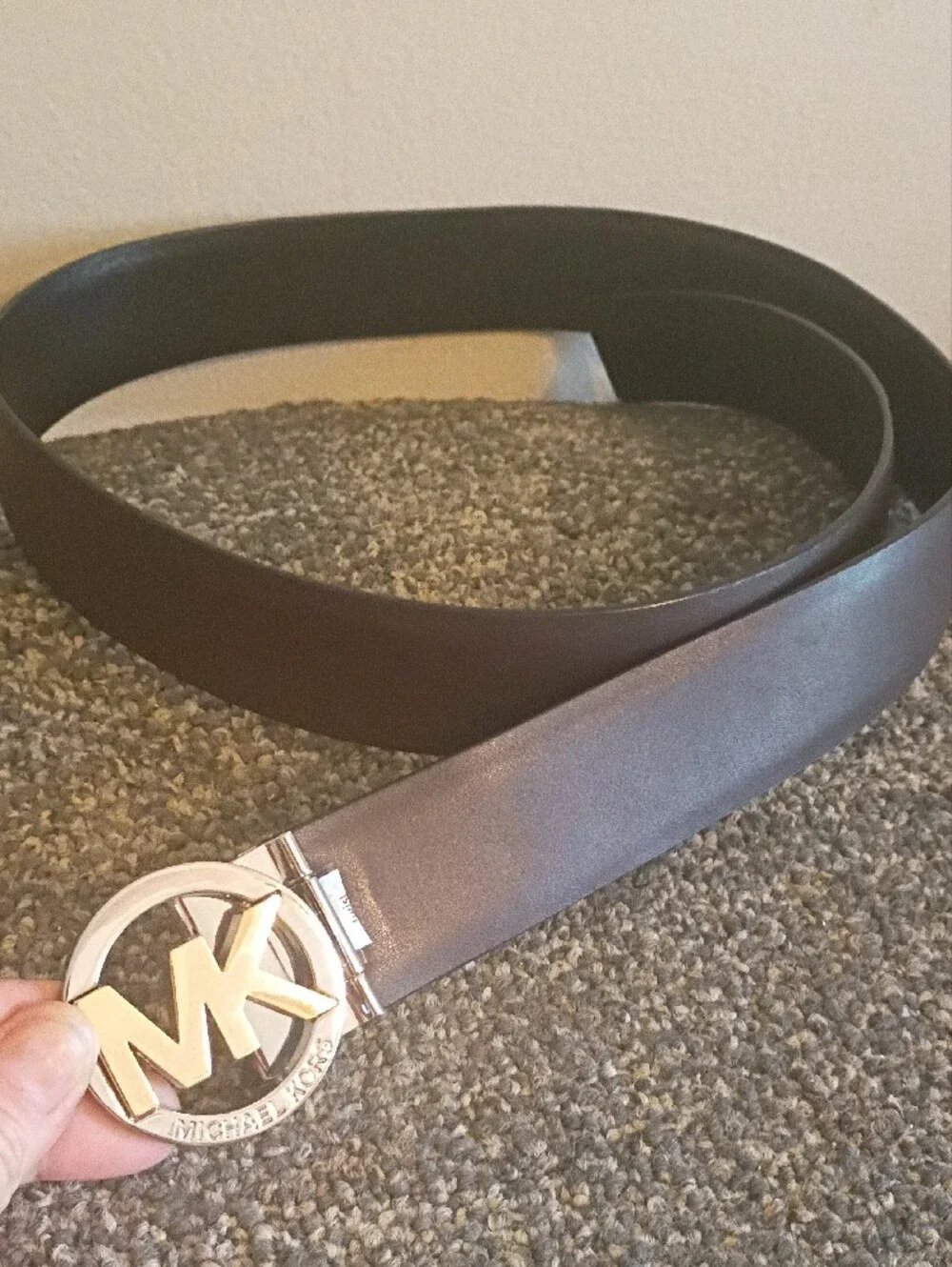 Michael Kors Black Brown Reversible Belt With Gold silver Buckle
